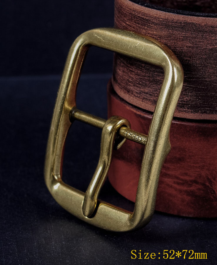 Heavy Brass Classic Center Bar Pin Belt Buckle for Leather Belt Fit 40mm Strap