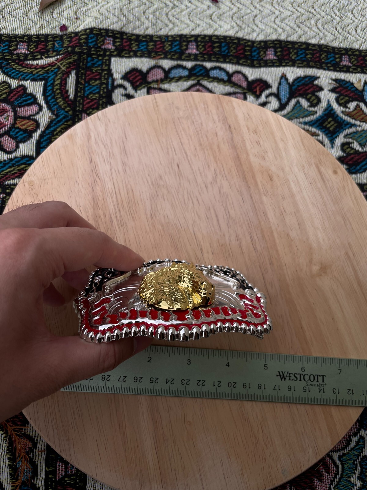 Western Buckle Gold Silver Red Black Red Horse Cowboy Buckle 2 » Hebilla Vaquero