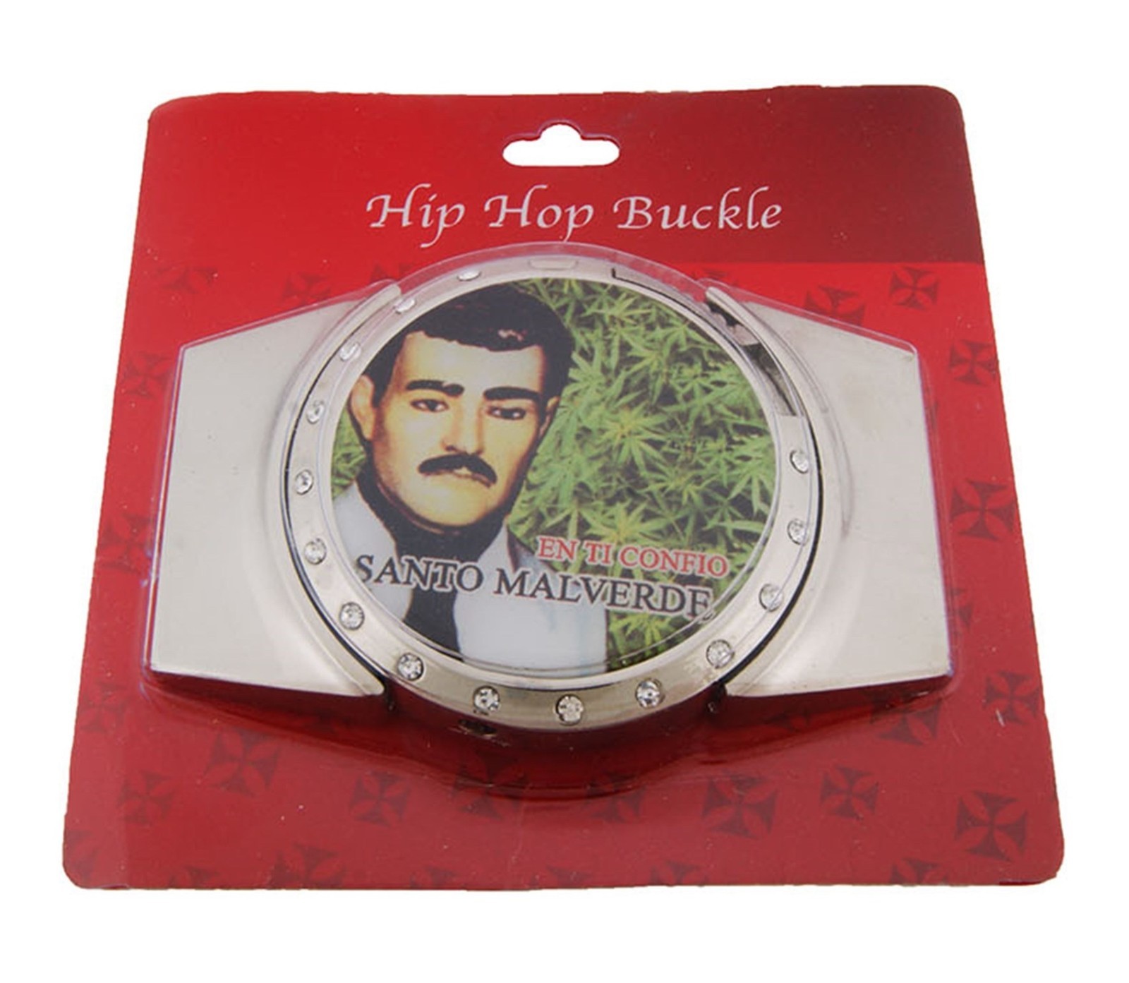 Removable Lighter with Belt Buckle New Mexican Men&rsquo;s Malverde Marijuana Leaf Big