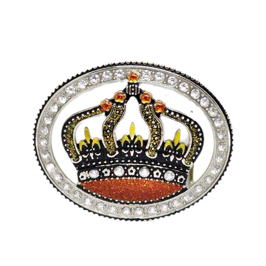 Women&rsquo;s Belt Buckle Crown Enamel Rhinestone Bling Y2k