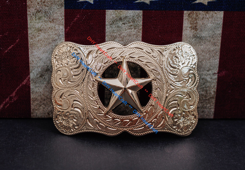 WESTERN COWBOY CHAMPION GLOD TEXAS RANGER STAR RODEO 3D JEANS TROPHY BELT BUCKLE