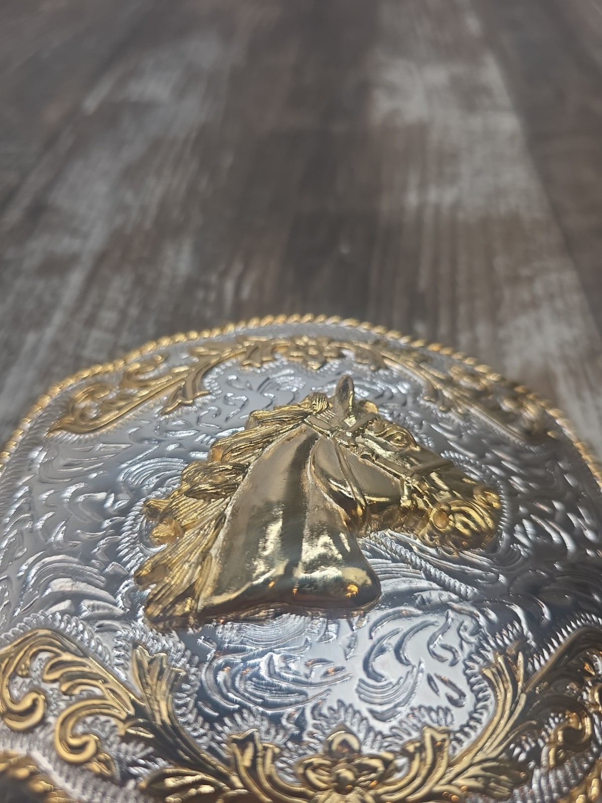 Western Belt Buckle Gold And Silver Colored Horse Head Cowboy Western Wear