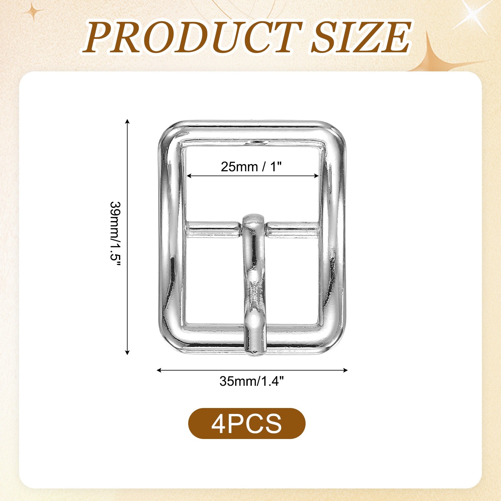 4Pcs Single Prong Belt Buckle 0.75&Prime; ID Curved Bow Buckle for Belt, Silver