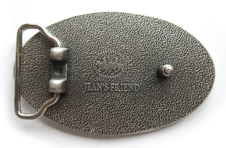 Oval Cowboy Flower Pattern western brushed silver removable BELT BUCKLE – BP112