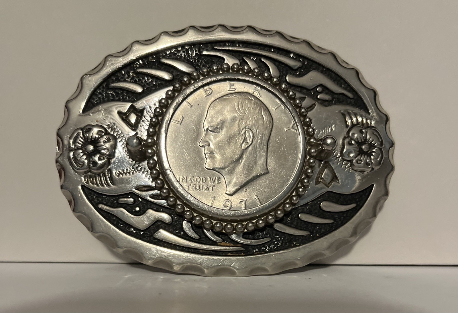 Vintage Western Eisenhower Liberty Dollar Belt Buckle 1971