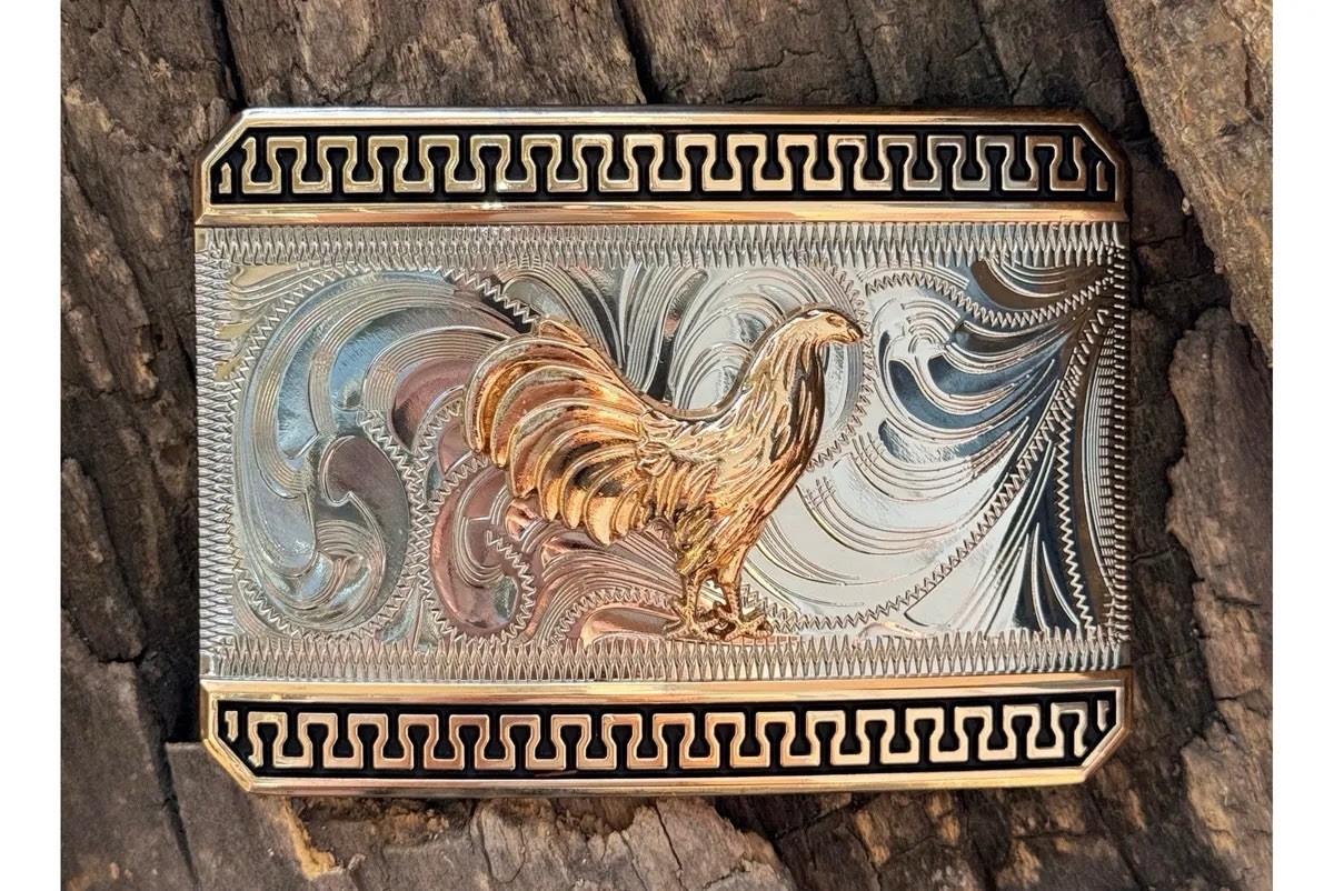 Mexican Rooster Chicken Charro Cowboy Belt Buckle Hebilla Vaquera Made In Mexico