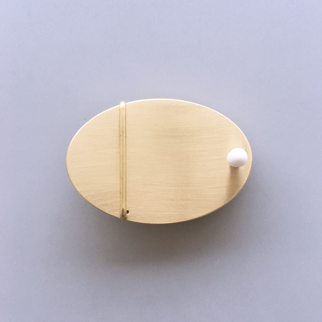New Western Flower Stone Oval Solid Brass Belt Buckle