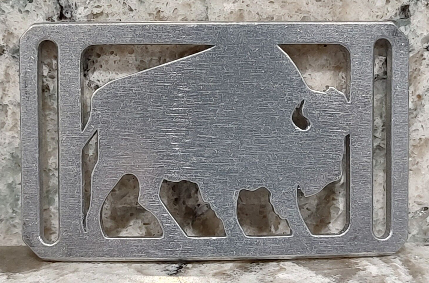 GRIP6 BELT BUCKLE – BUFFALO – RAW ALUMINIUM – 1.5 INCH WIDE