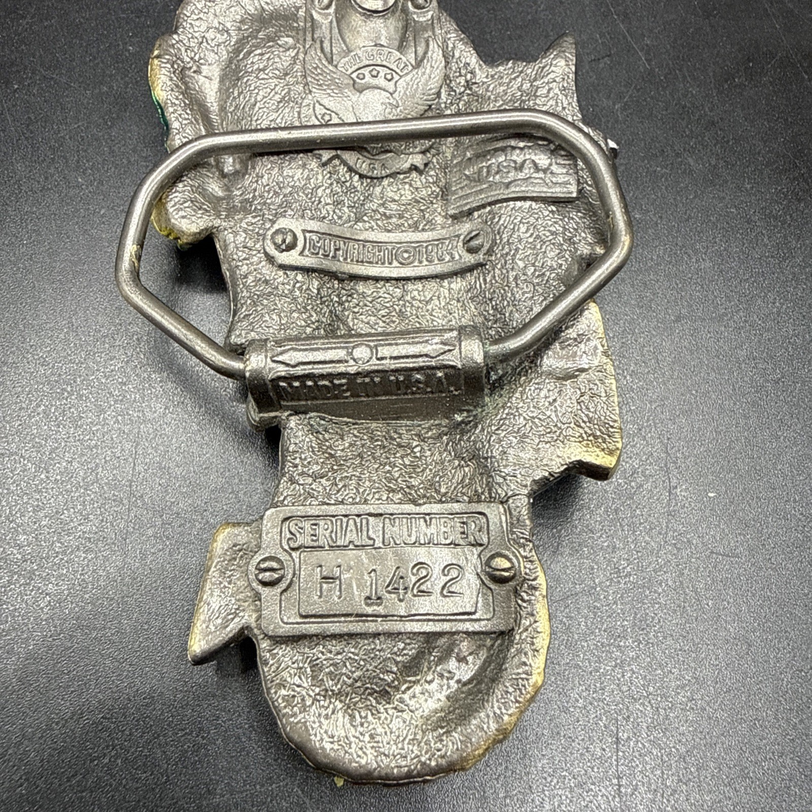 Vintage 1984 Baron Solid Brass Multi-Color “Dragon” #H1422 3” 3D Belt Buckle
