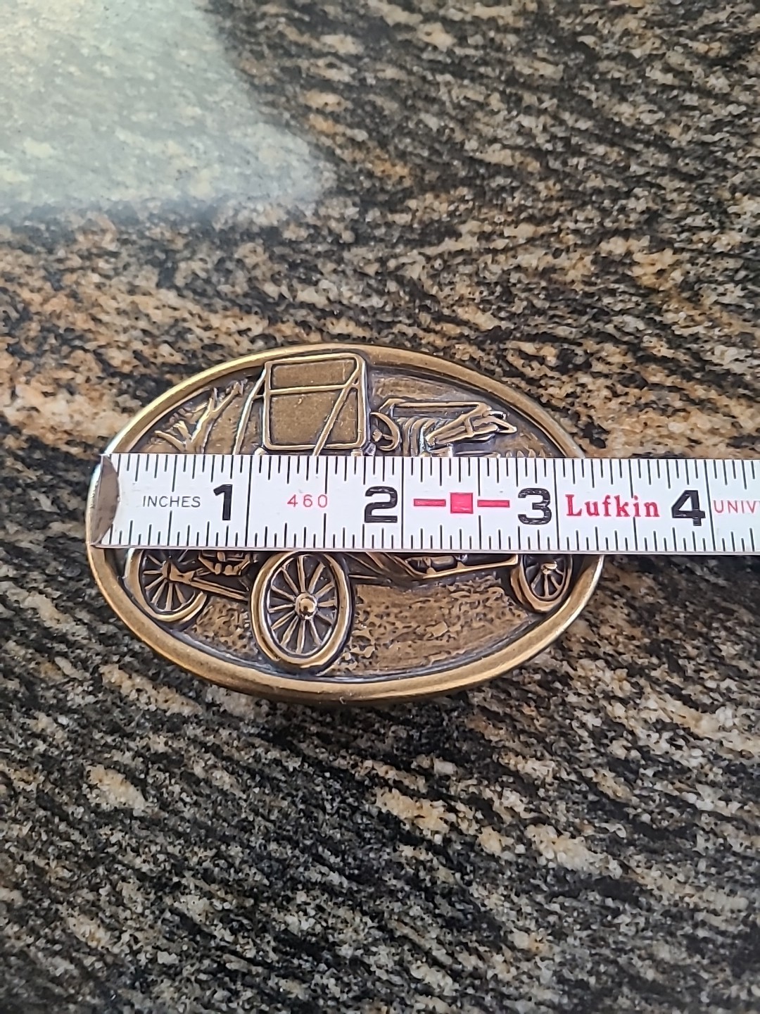 VTG Avon Brass Tone Model A Ford Car Automobile Oval Belt Buckle Casual Grunge