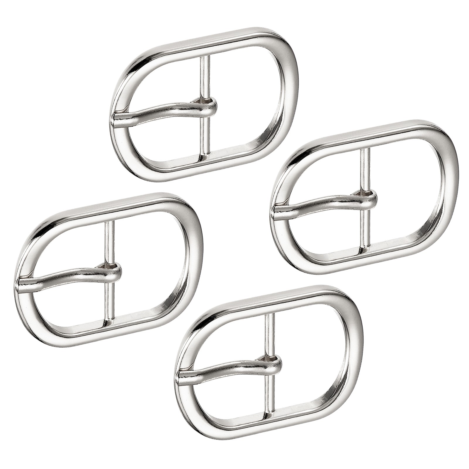 4Pcs 0.94&Prime; Single Prong Belt Buckle DIY Oval Center Bar Buckle Silver