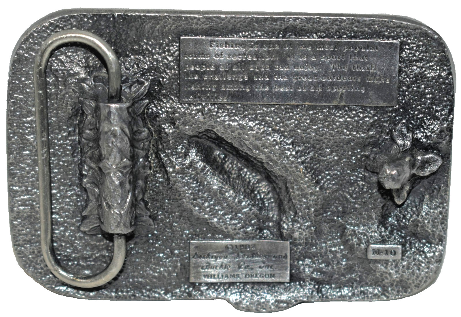 1982 Siskiyou USA Pewter & Enamel Belt Buckle Trout Fishing