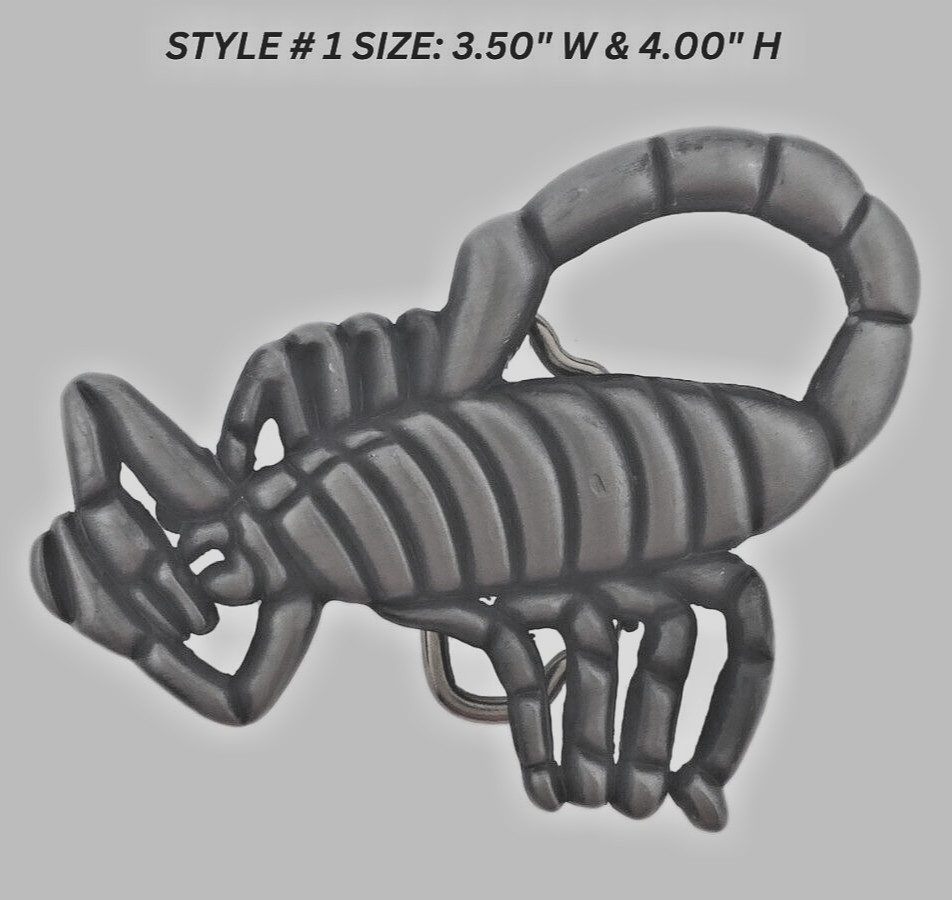 Scorpion Belt Buckle Zodiac Vintage Men Antiqued Brushed Gray Metal Western Gift