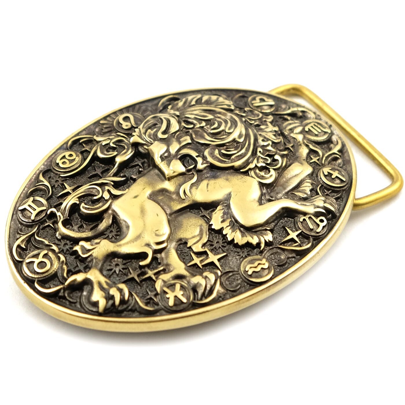 Leo belt buckle, Lion Horoscope Astrological Zodiac Sign solid brass buckle