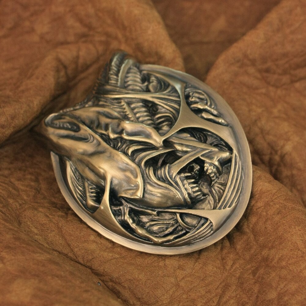 Brass Good Details Handmade AVP Alien Belt Buckle Punk DIY Accessory TA301D