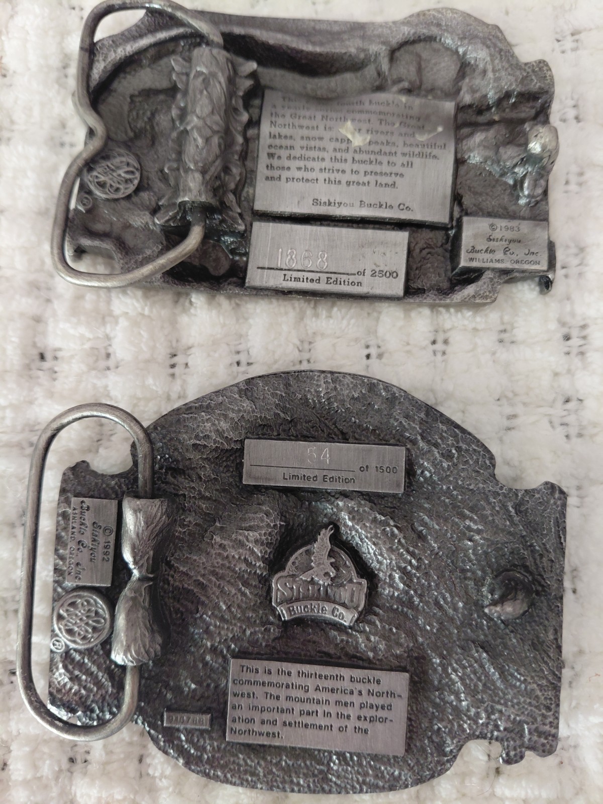Siskiyou Lot of 8 Great Northwest Limited Edition Vintage Silver Belt Buckles