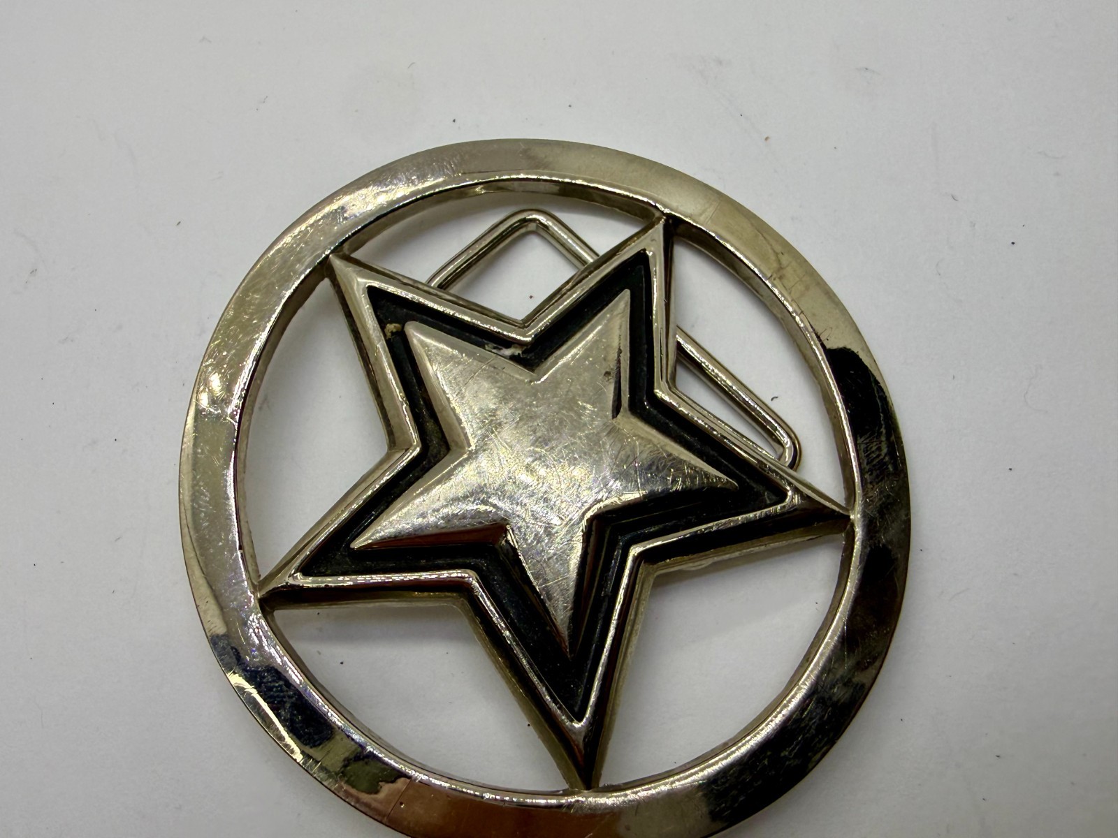 Famous Stars & Straps Five Point Star Logo See-Trough Silver Color Belt Buckle