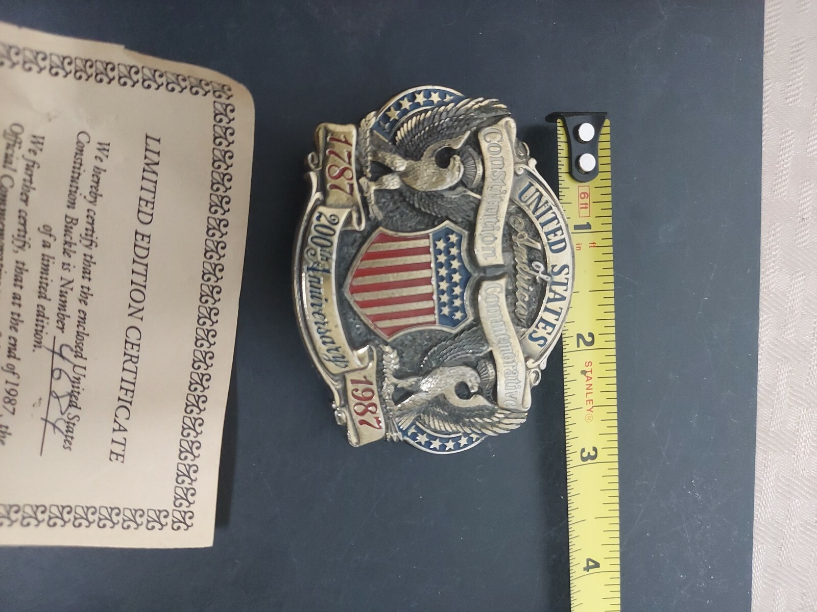 Vtg American Bicentennial Limited Edition Belt Buckle USA Patriotic Buckle Co