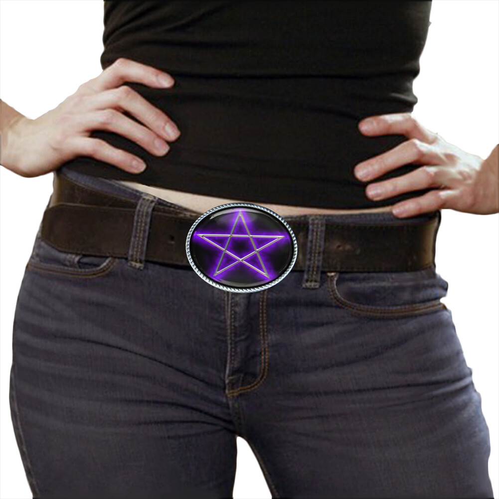 Gothic Pentagram Belt Buckle Occult Pentacle Horror Halloween Accessory