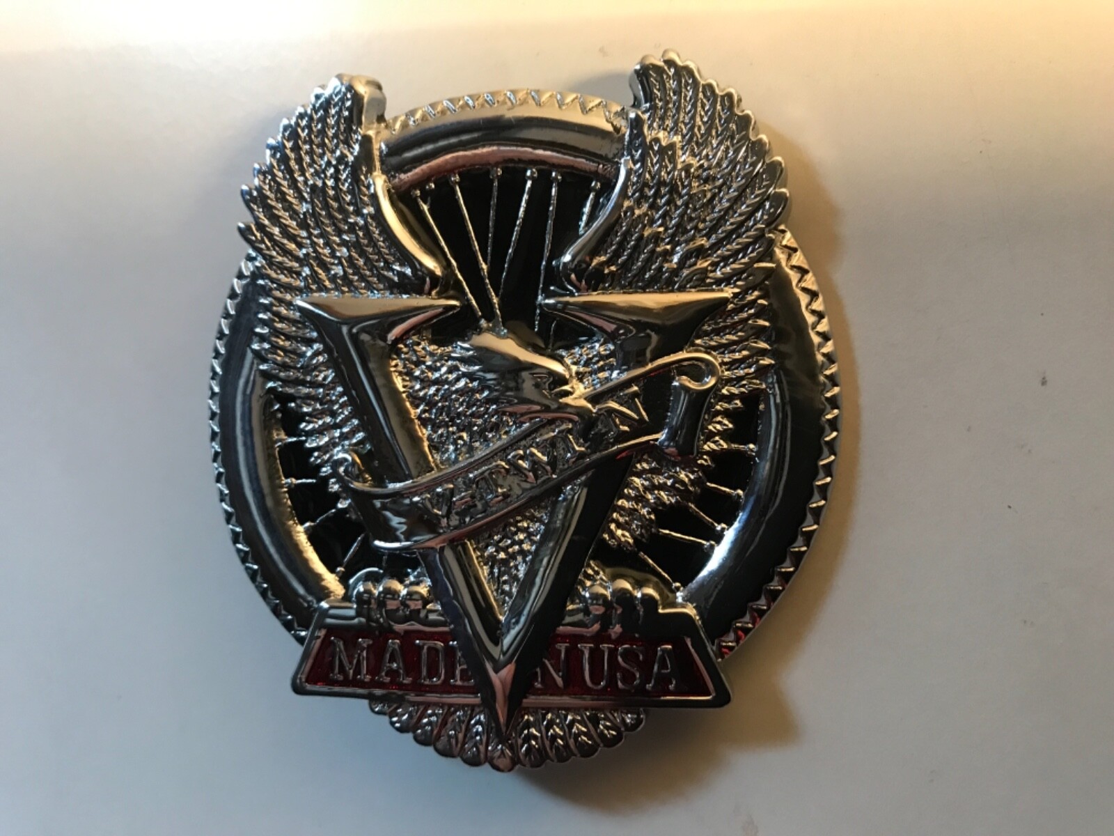 Rare men’s Harley-Davidson Eagle,V-Twin&Wheel solid brass belt buckle.Chrome