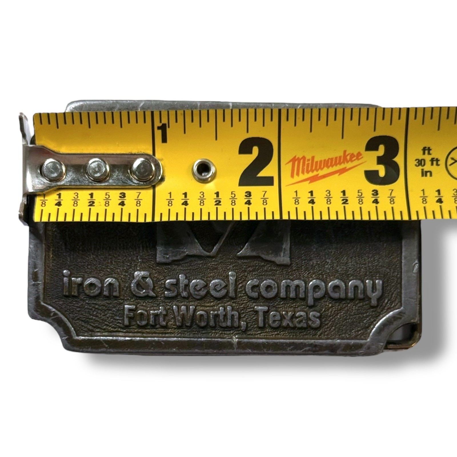 Vintage Hit Line Belt Buckle Trinity Valley Iron & Steel Co Gray Pewter