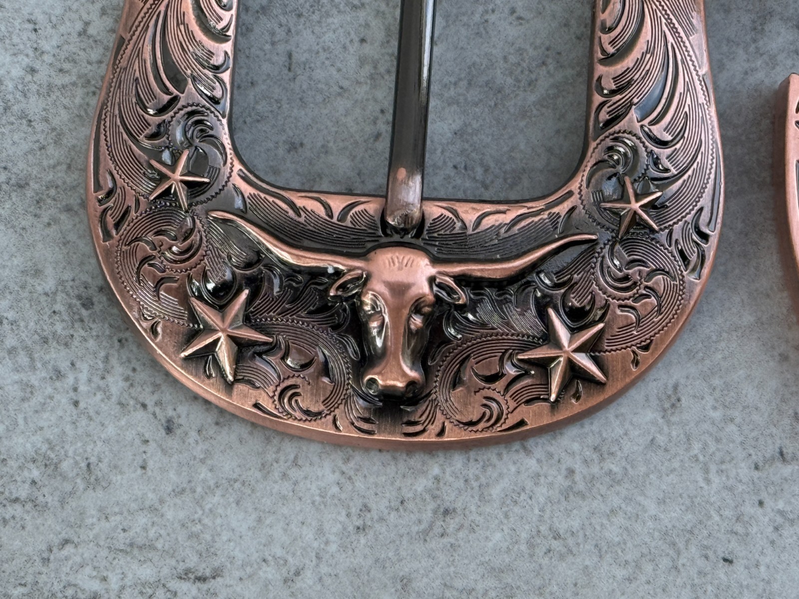 Western 3-Piece Belt Buckle Set Floral Engraved Silver Bronze Cowboy Rodeo Style