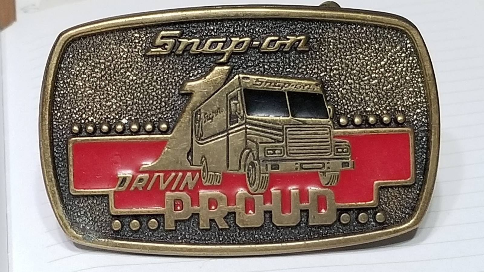 Vintage 1989 BTS Snap-On Truck Drivin Proud Belt Buckle H2