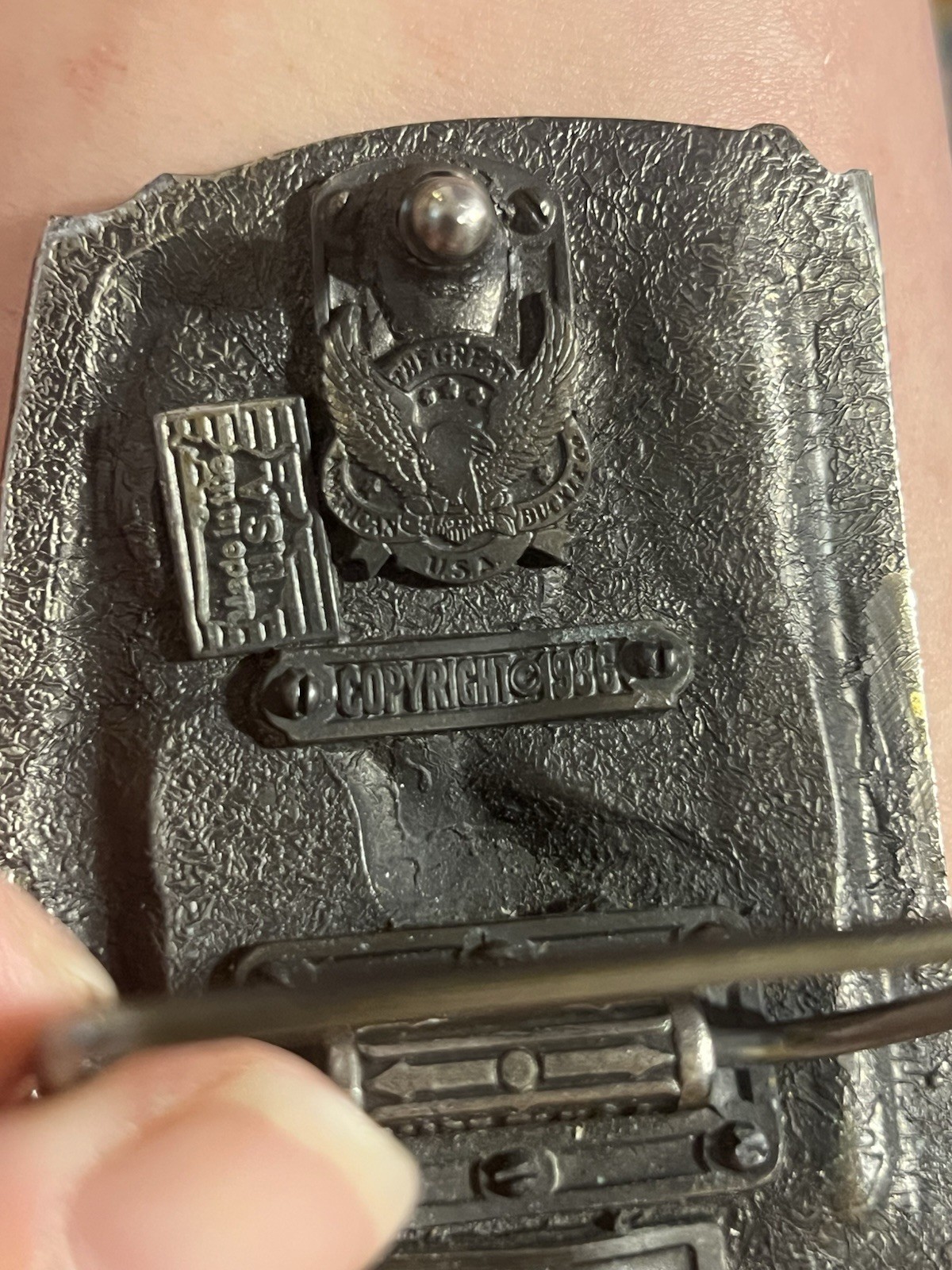 Ironworker Construction 3D Figural Western Belt Buckle Silver/Blue 1819