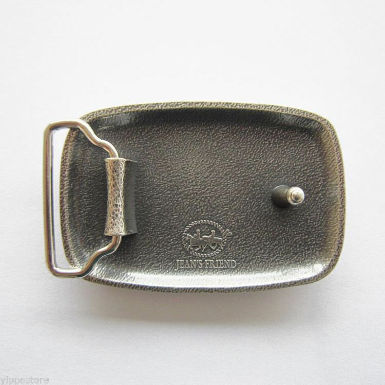 Silver Plated Hammer Forged Rectangle Metal Fashion Belt Buckle