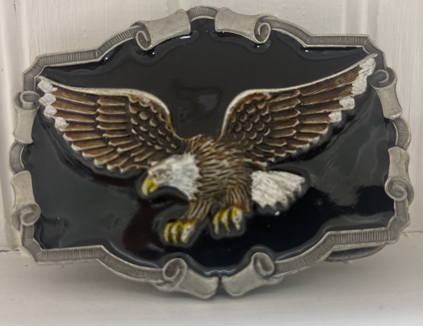 Vintage 1983 Great American Buckle Co. Pure Pewter Bald Eagle Belt Buckle