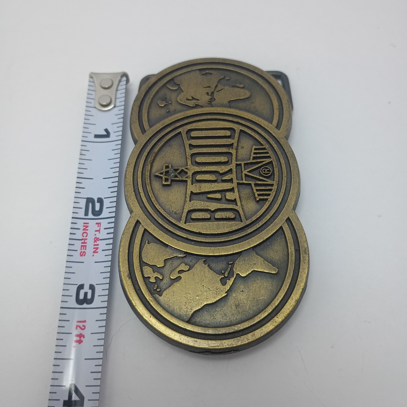 Retro 1980s Baroid Belt Buckle Brass Colored Collectable Advertisement Industry