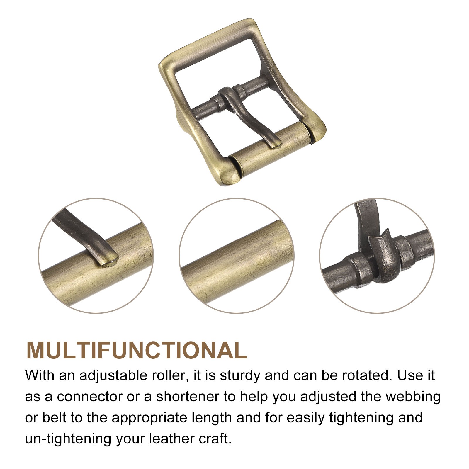 4Pcs 0.98&Prime; Single Prong Belt Buckle Square Center Bar Buckles for Belt Bronze