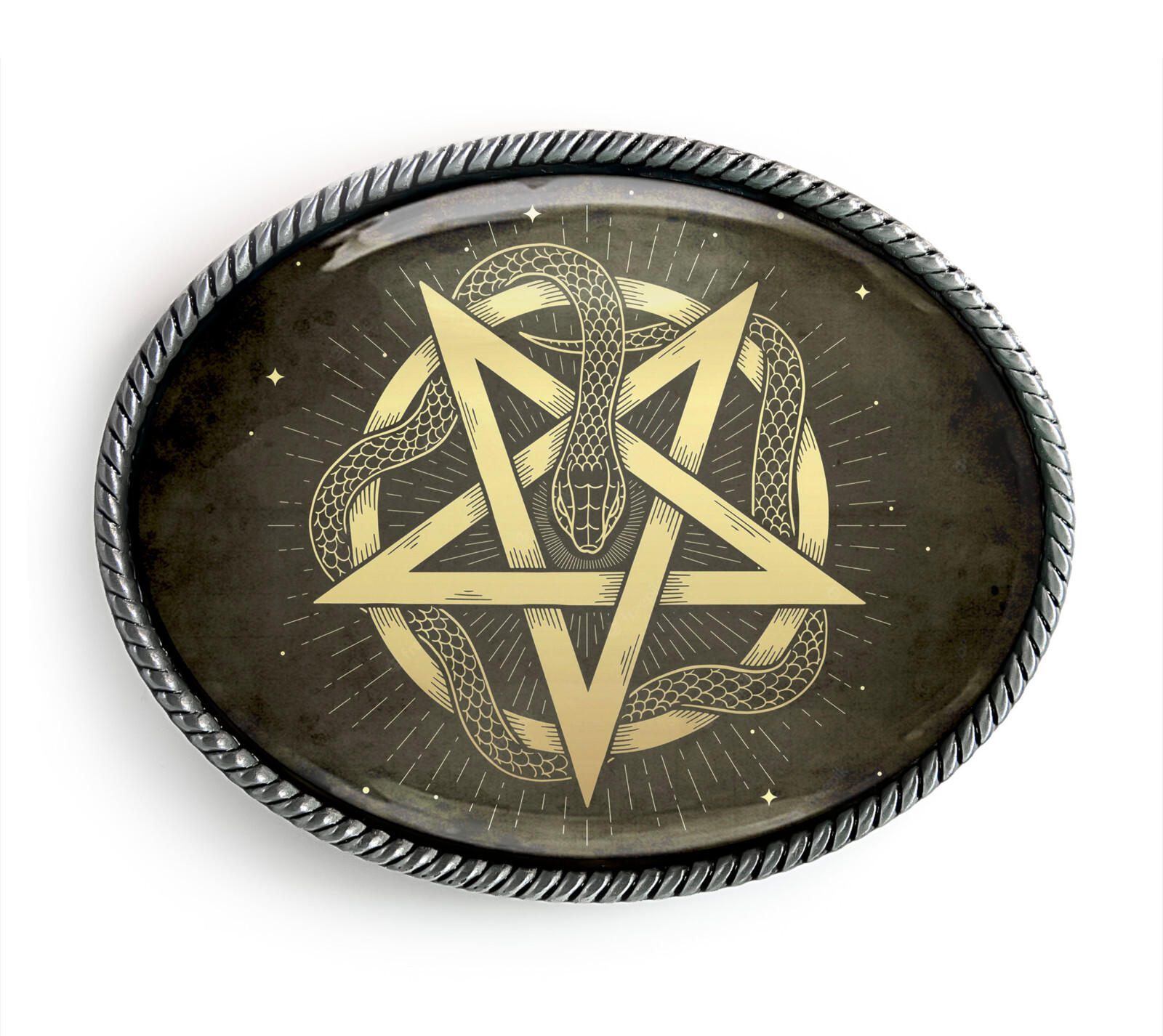 Inverted Pentagram Belt Buckle – Ancient Esoteric Snake Belt Buckle – 617