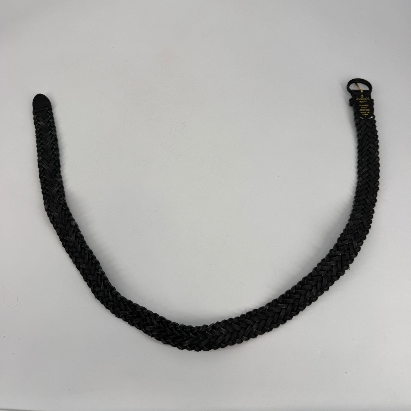 Surrey Braided Leather Belt Black Woven Stretch Casual Mens 42/44
