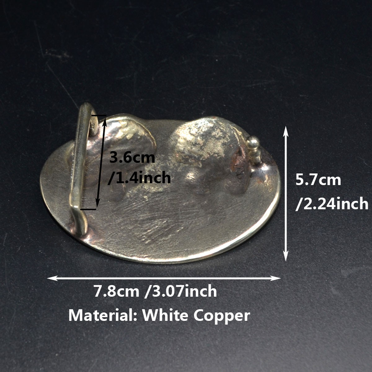 White Copper Skull Heart Design Gothic Men&rsquo;s Belt Buckle (Belt Not Included)