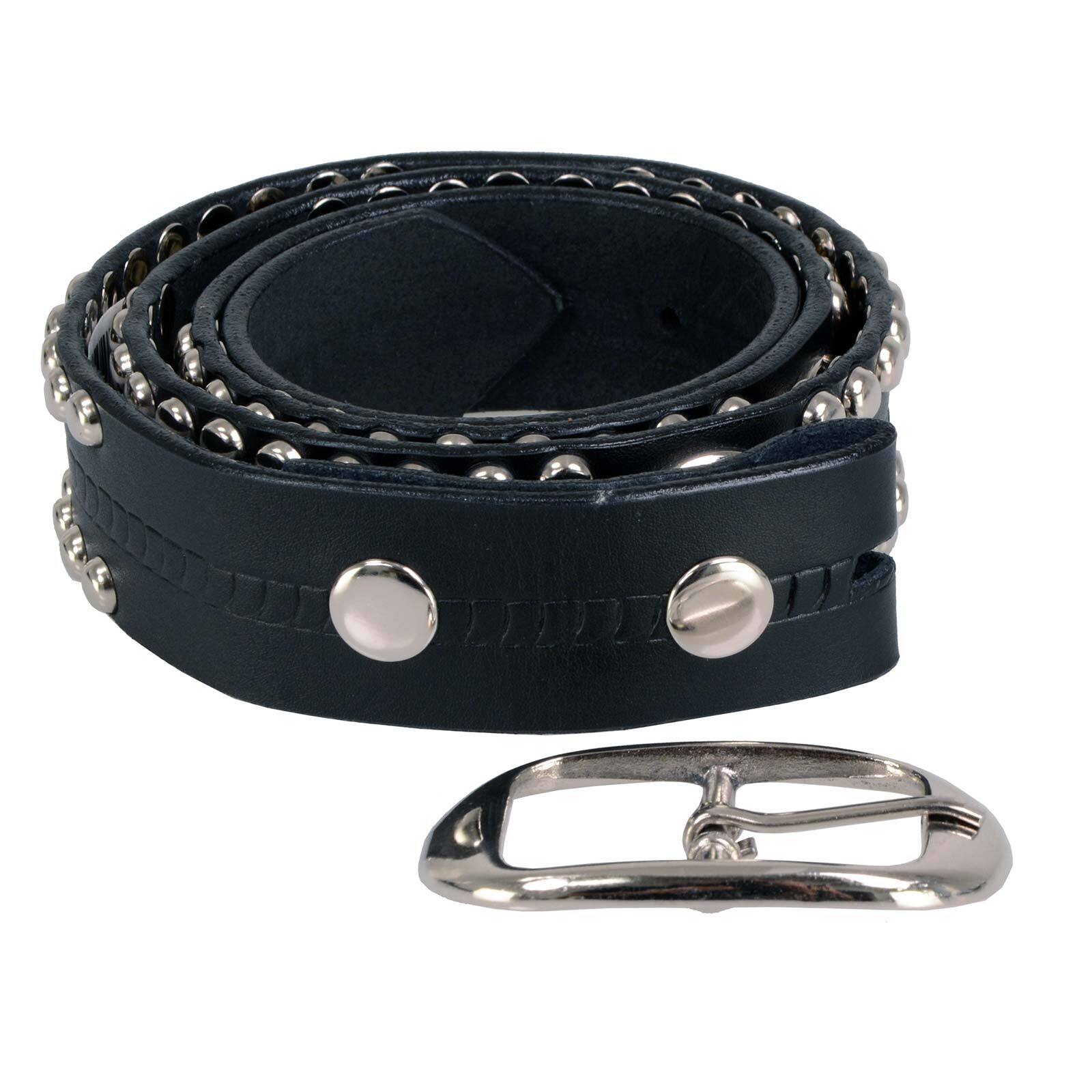 Milwaukee Leather MP7131 Mens Chrome Studded & Star Emblem Leather Belt w/Buckle