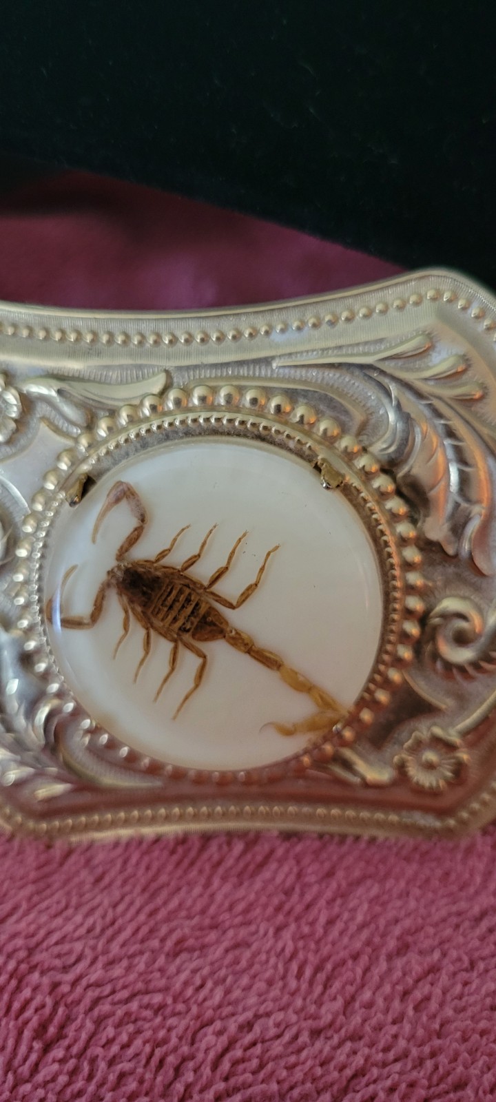 Scorpion Western Silver/Gold Tone Metal Belt Buckle Fits 1.5 in Belt Vintage