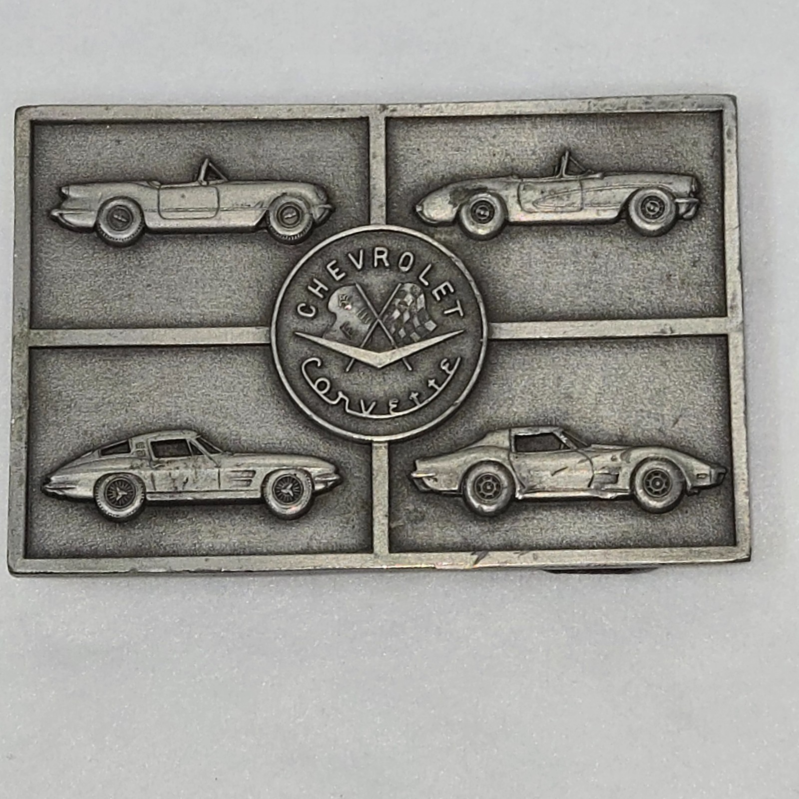 VINTAGE RARE CHEVROLET CORVETTE PEWTER MEN&rsquo;S BELT BUCKLE RECTANGLE