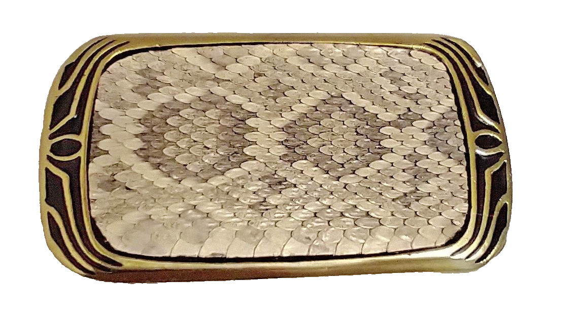 Real Eastern Rattlesnake Snakeskin Insert Belt Buckle made in USA