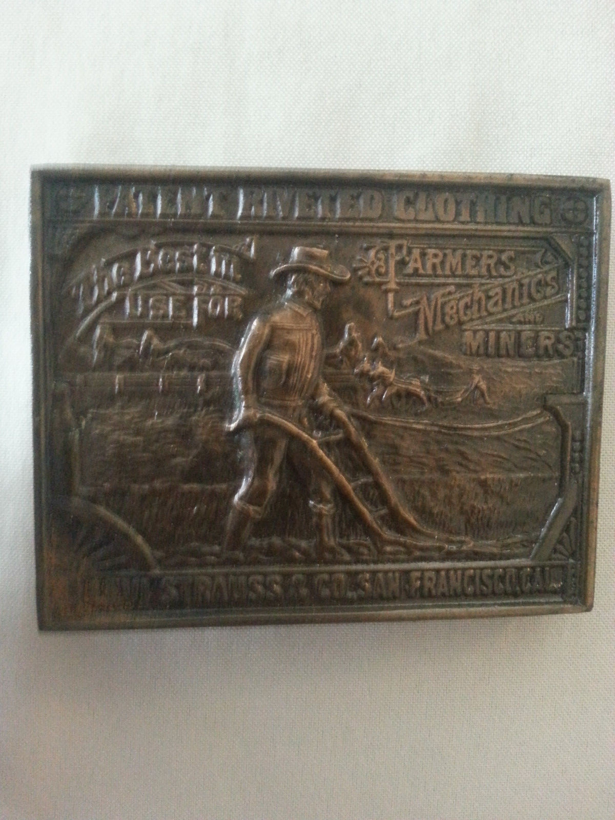 Levi Strauss Belt Buckle Bergamot Brass Works Farmers Mechanics and Miners 1976