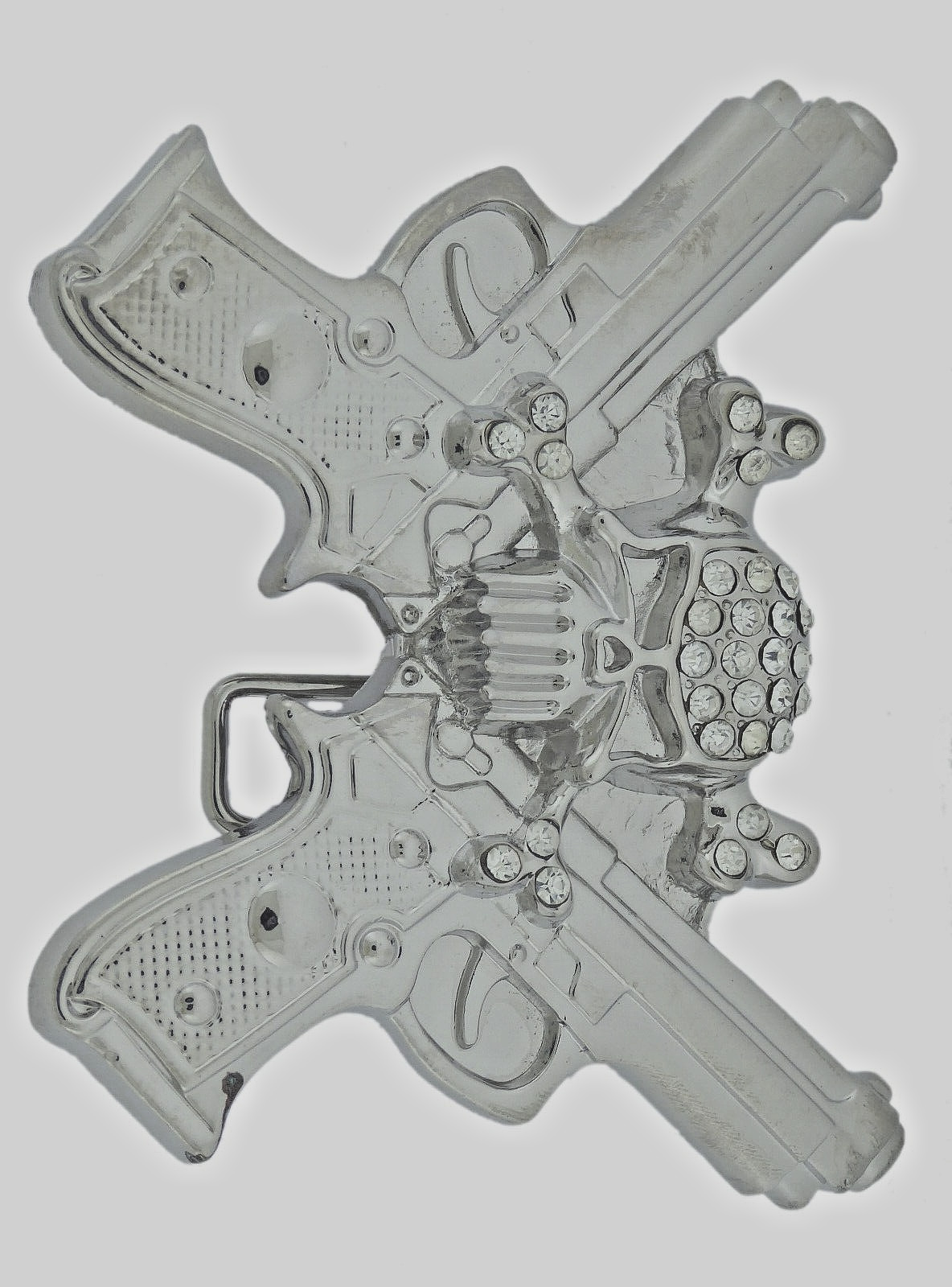 Skull Belt Buckles Gun Silver Metal Emblem Vintage Pirate Men Women BlingTattoo