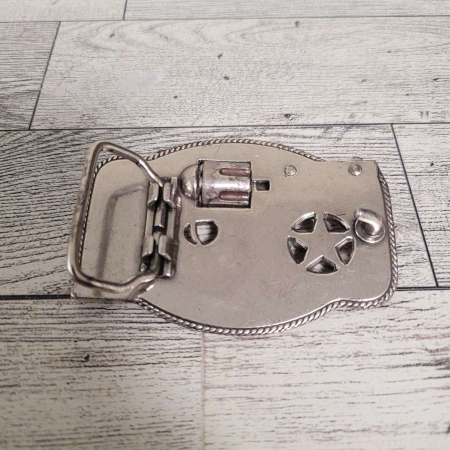 Western Gun Revolver Spinning Chamber Rodeo Cowboy Belt Buckle