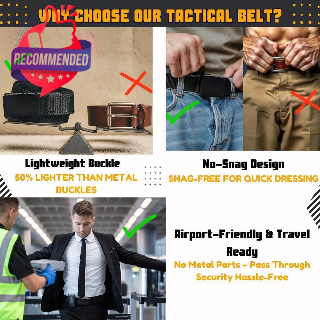 1/2 Pack Nylon Belts For Men Military Tactical Slide Plastic Buckle Belt