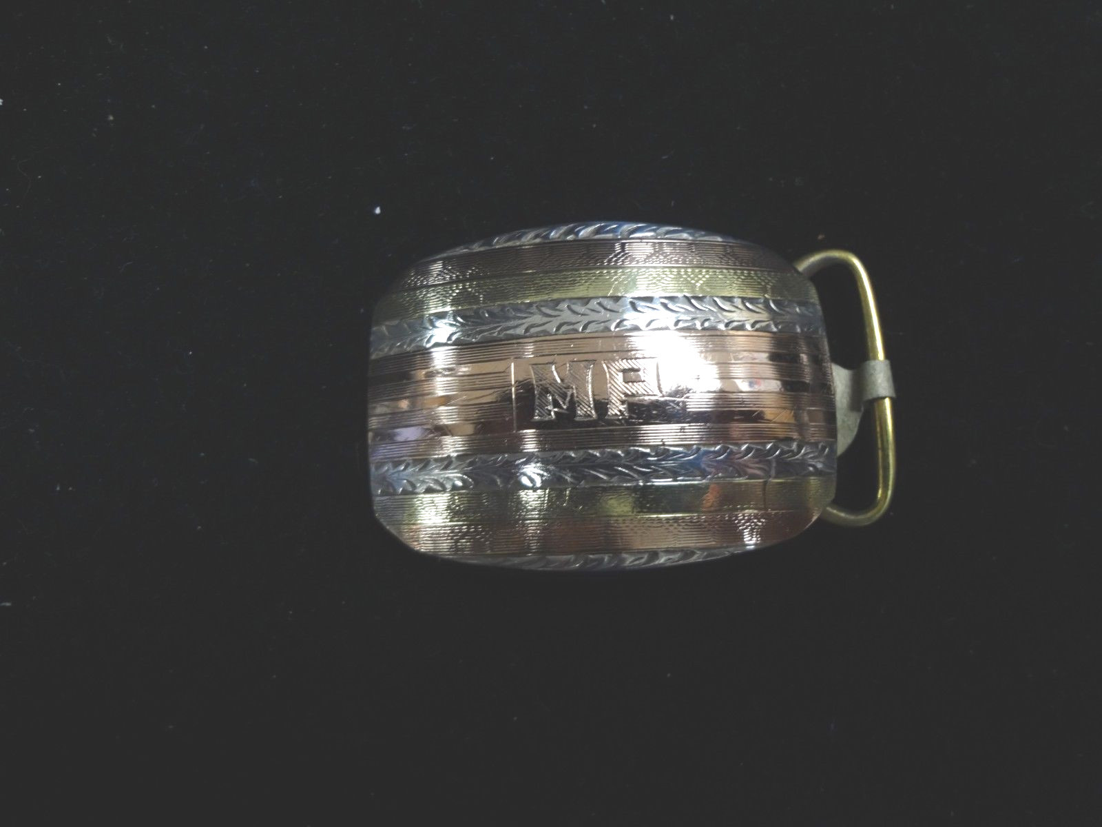 c363 Vintage Belt Buckle in Sterling Silver with Gold Plating