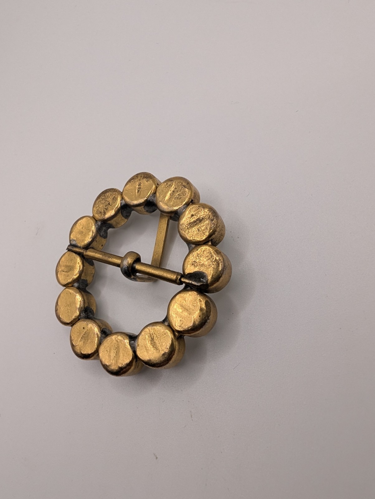 1930&rsquo;s Rhinestone Buckle Round Brass Paste Crystal Czech Style Dress Sash