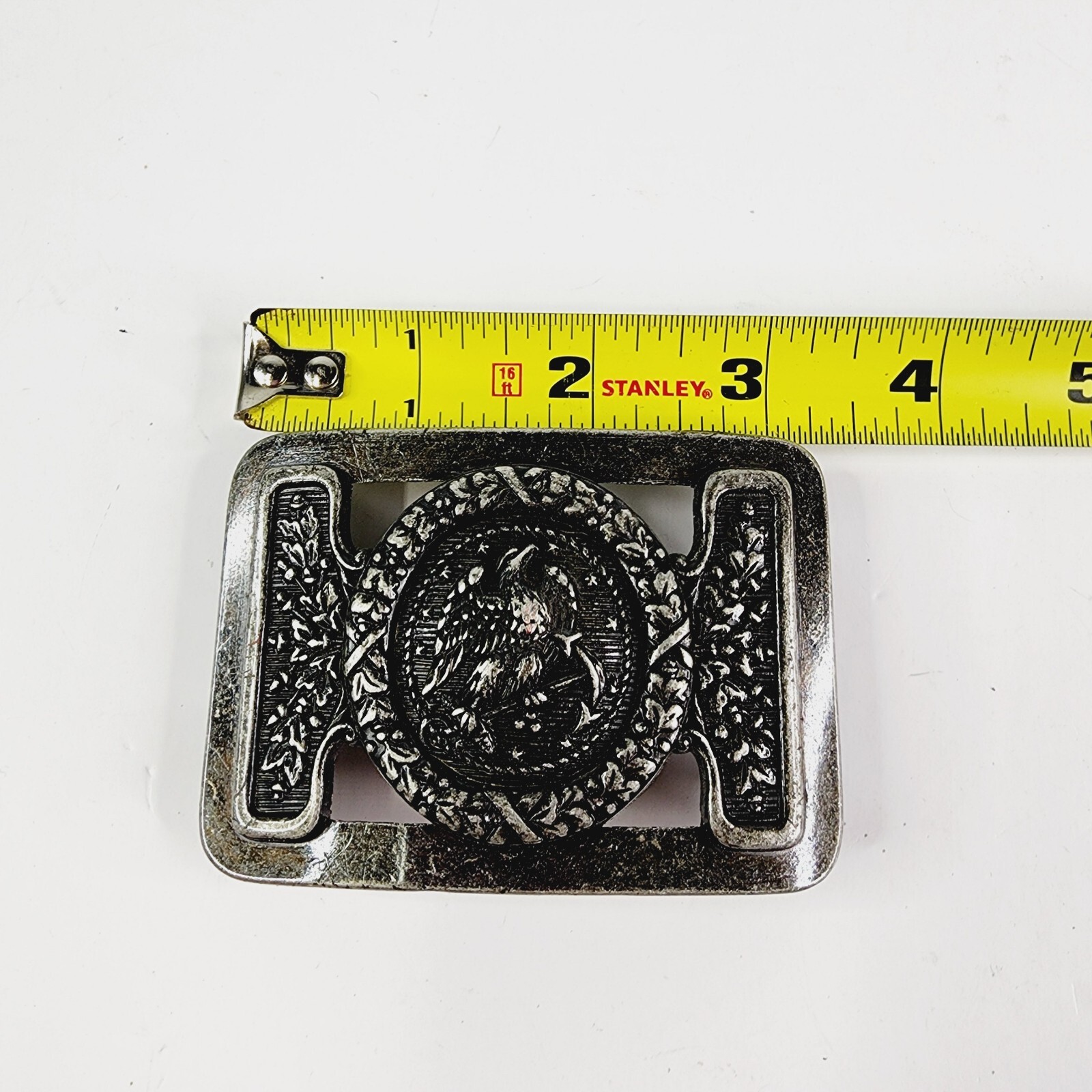 Vintage Silver Belt Buckle Western Rodeo Cowboy American Eagle USA Patriotic