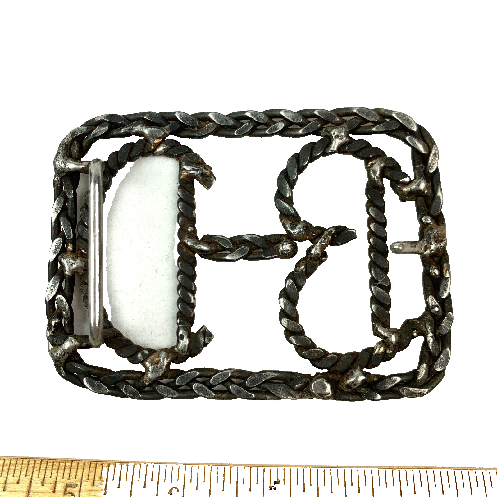Vintage Unbranded Handmade Braided B-D B & D BD Metal Belt Buckle