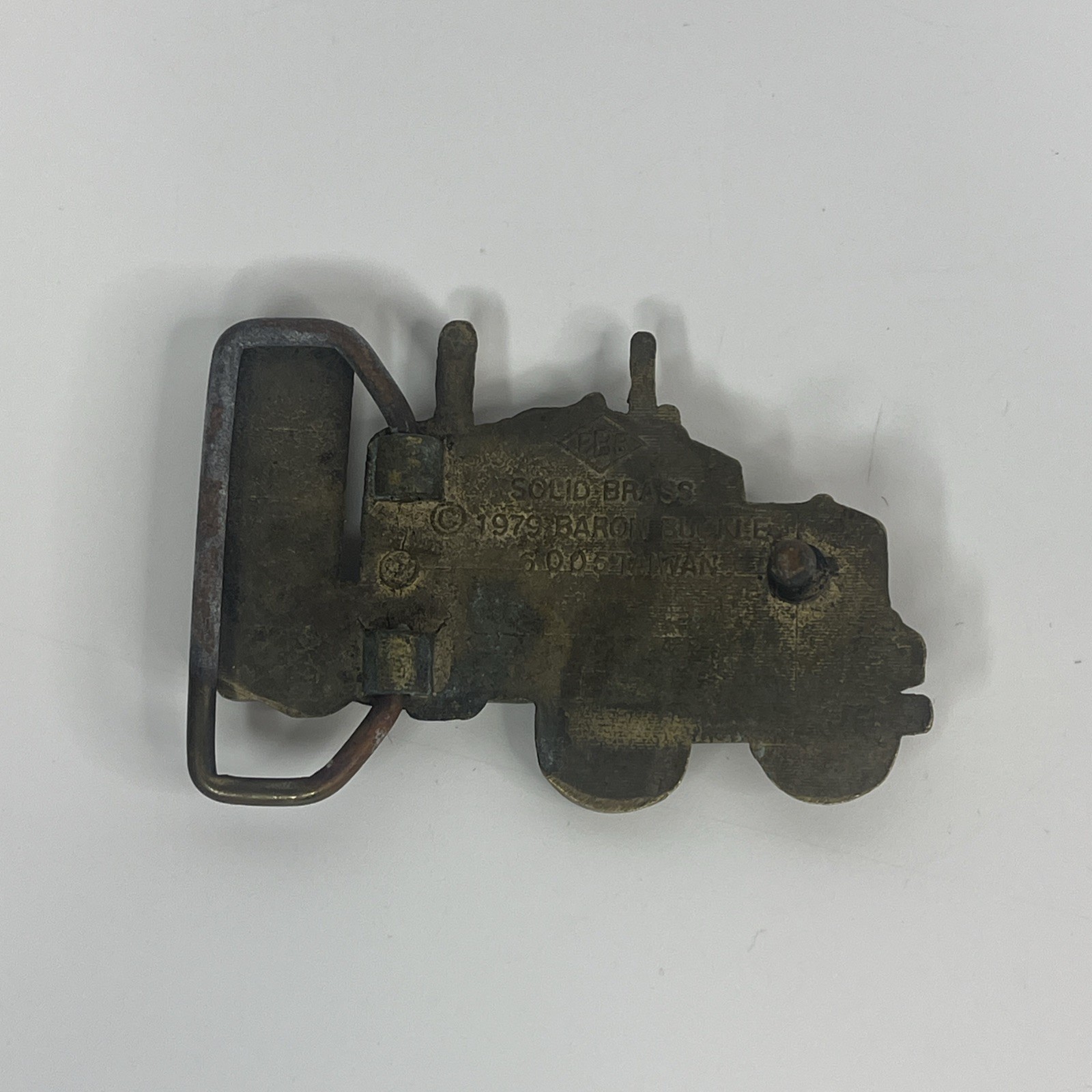 Vintage 70s SEMI TRUCK Cut Out TRUCKER Trucking Solid Brass Belt Buckle BBB