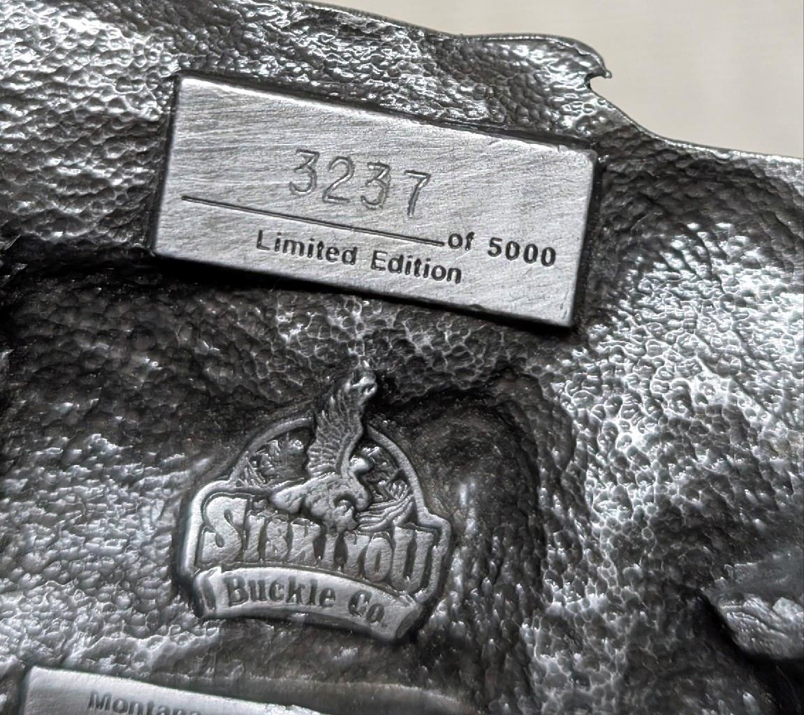 vintage MONTANA belt buckle NATIVE AMERICAN western INDIAN buffalo EAGLE cowboy