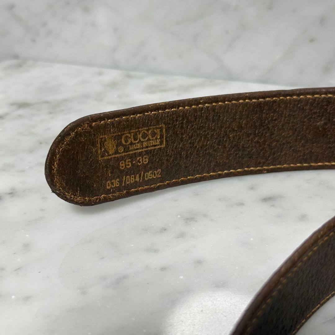 GUCCI buckle belt Sherry Line Gold hardware Made in Italy Brown Canvas Leather